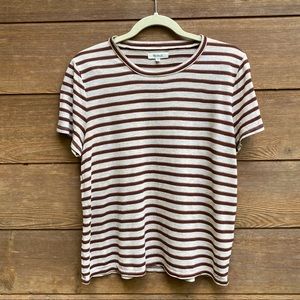 Madewell Brown and Cream Striped Short Sleeve Tee
